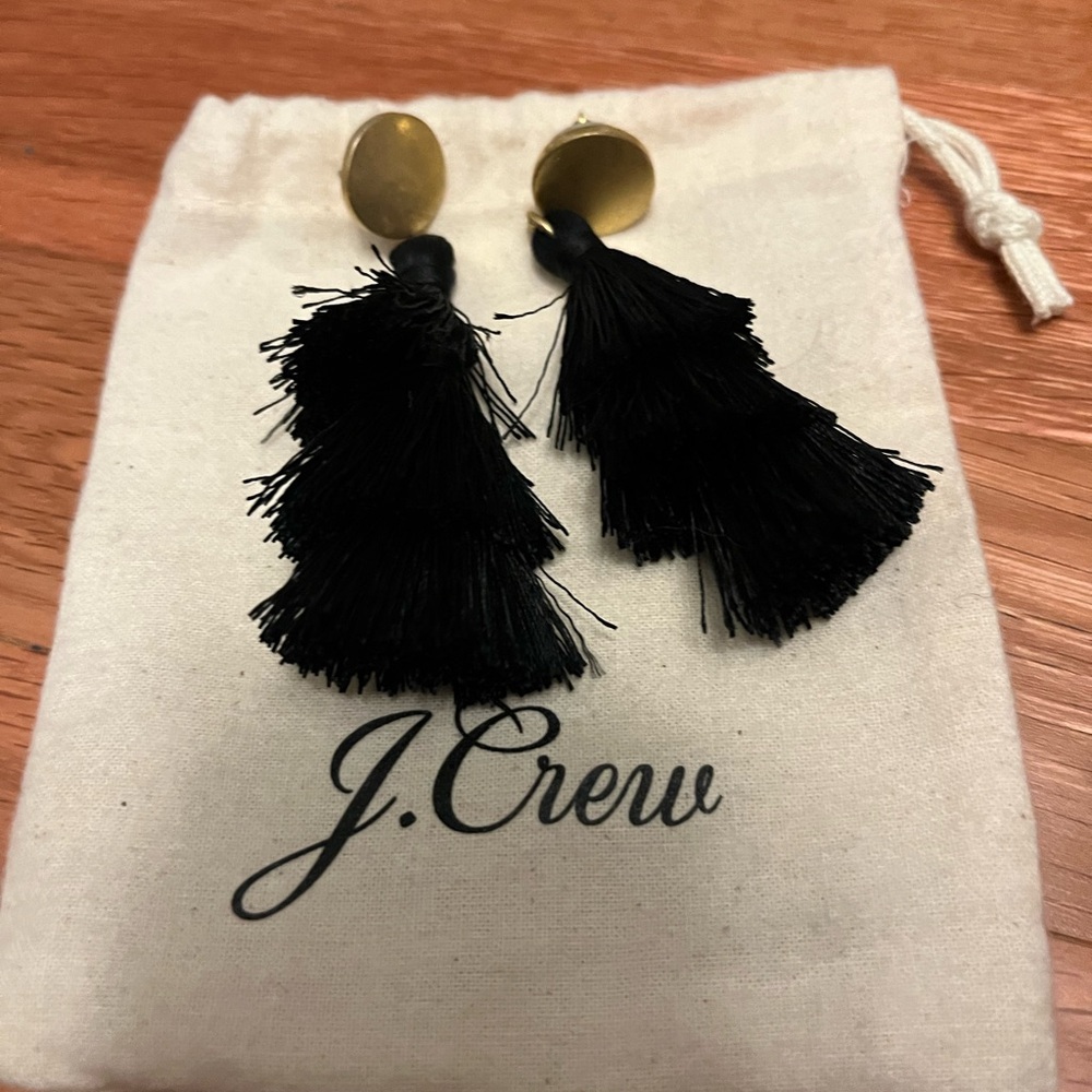 J. Crew Gold and Black Tassel Earrings